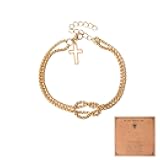 KOFISNI Gold Kont Bracelet for Women First Communion Bracelets 14k Gold Knot Chain With Cross Charm Bracelet for Summer Jewelry for Women