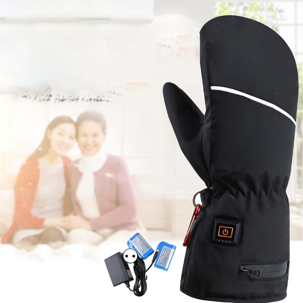 Manoplas térmicas para hombre y mujer, 2600 mAh, eléctricas, recargables, impermeables, guantes de esquí, guantes térmicos, para pantalla táctil, antideslizantes, forradas con forro polar,