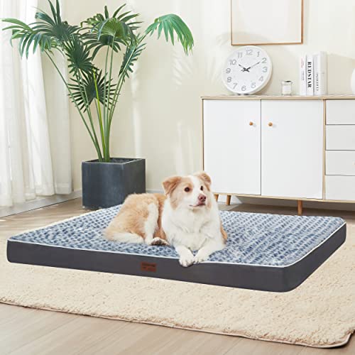Dog Bed Mats For Large Jumbo Big Dog - Orthopedic Dog Pet Durable Crate Bed Mattress Of Thick Egg Foam Crate, Rose Plush Cover, Waterproof Lining And Non-Slip Bottom (Xxl(47''X29''X4''), Grey Side) #TOP2
