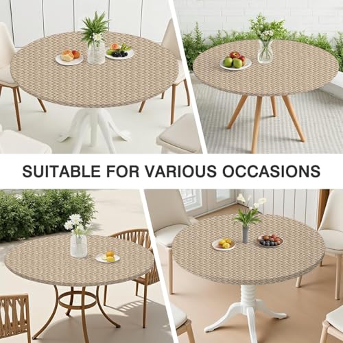 Round Fitted Tablecloth With Elastic,Outdoor Table Cover,Elastic Edge Design,Suitable for Round Tables Ranging from 45 in to 52 in,Anti Wrinkle and Scratch Resistant,Easy Clean & Stain Resistant by mshcbui - Used condition - Image 7