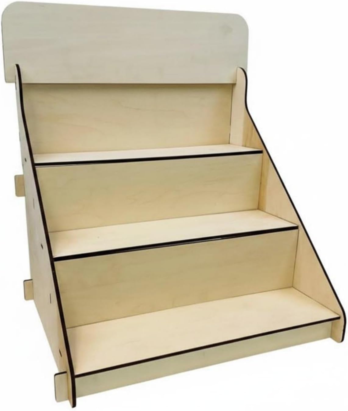 Gralara Desktop Display Shelf Portable Tiered Display Rack Good Load Bearing Capacity for Countertop , Natural Wood