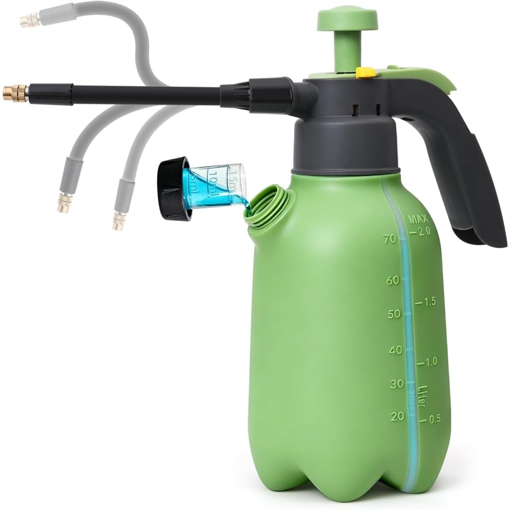 Udsknv[Ksl Green Flexible Adjustable Nozzle 1/2 Gallon Pump Sprayer With Hand Pump Pressure Built-In Measuring Cup