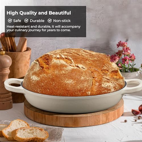 Dutch Oven for Sourdough Bread Baking, Enameled Cast Iron Dutch Oven Pot with Lid, Dome-Shaped Bread Dutch Ovens, 6 Qt, White4