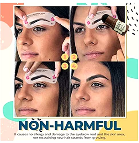 FUGJAOJO Eyebrow Stamp Waterproof, Brow Shaping Kit Definer,With 24 Reusable Stencils (Dark-Brown) ,25 Piece Set