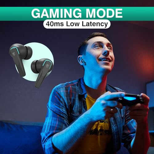 E GATE E33 Gaming Earbuds with 48 Hrs Playtime, Quad Mic ENC,Touch Control, Low Latency, BT v5.3 Bluetooth Ear Buds with Voice Assistant, 10mm Bass Dynamic Driver, Water Resitant Wireless Earphones - Image 4