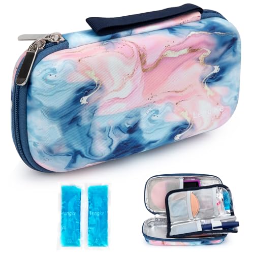 Image of YOUSHARES Insulin Cooler Travel Case - Diabetic Insulated Organizer Portable Cooling Bag for Medication Cooling Insulation, Insulin Pen Case with 2 TSA Approved Cooler Ice Pack (Quicksand Powder)