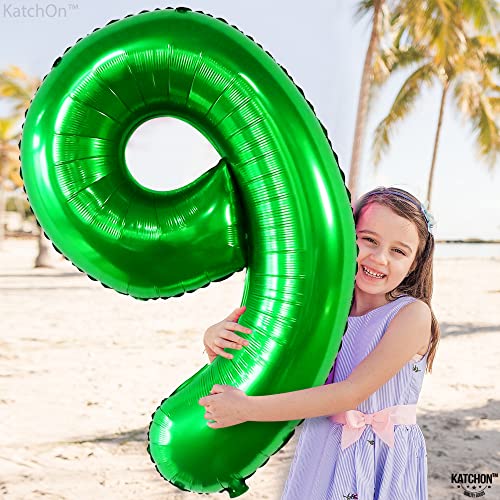 Image of KatchOn Dark Green Number 9 Balloon 40 Inch, Foil 9 Birthday Balloon | 9th Birthday Decorations, 9th Anniversary Decoration, Green Party Decoration