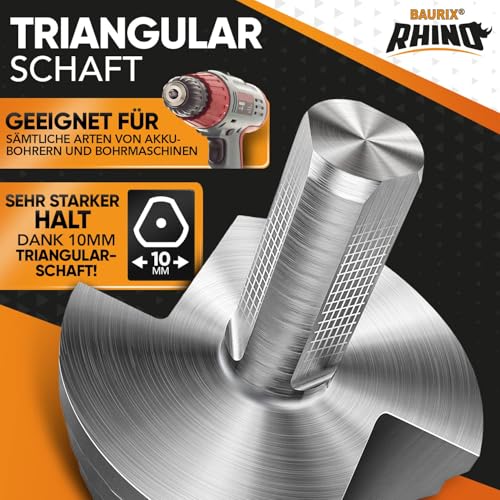 BAURIX® Stufenbohrer Ø5–35mm aus HSS Stahl für Metall, Kunststoff und Holz – Kreisrunde Löcher in einem Arbeitsgang – 10mm Tri-Schaft – passend für alle Bohrmaschinen & Akkuschrauber