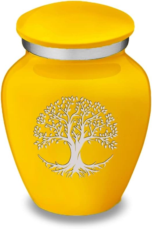 Geturns Embrace Keepsake Tree of Life Cremation Urns for Human Ashes I Yellow Funeral Urn for Men and Women I 3.5 lbs