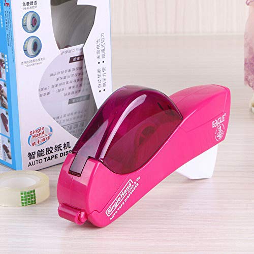 Desktop Tape Dispenser SENRISE Automatic Hand-Held Tape Dispenser Non-slip, Tape Core Up to 41 mm Wide (1 Pack, Rose Red)