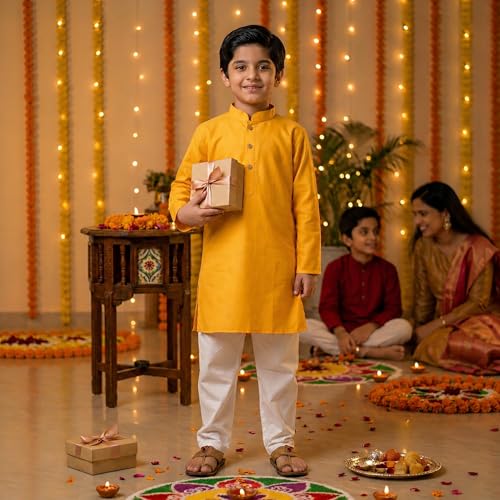 Image of Chandrakala Kids Kurta Set for Boys Indian Ethnic Wear (KK117-P)