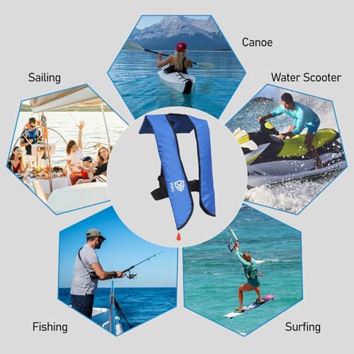 Image of Manual Inflatable Life Jacket for Adults| Supports up to 330 lbs