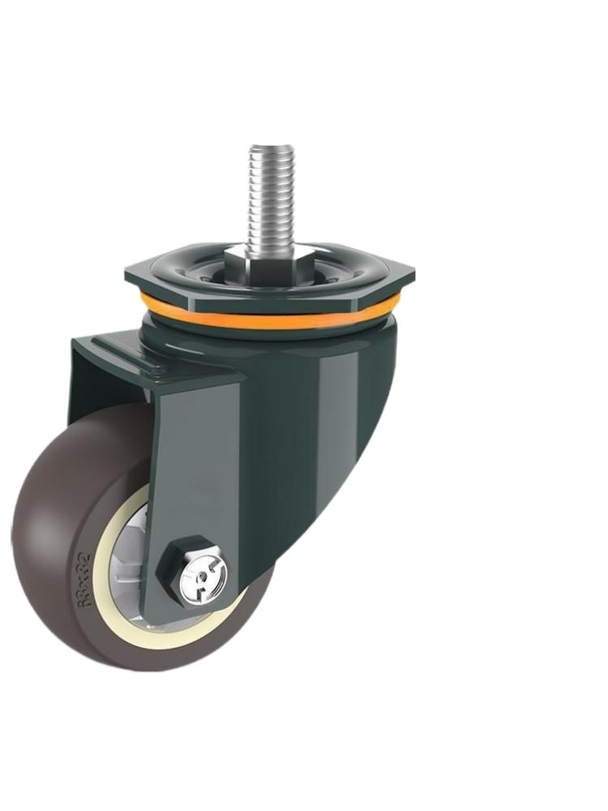 Roulette 5 pouces M10 pivotante en caoutchouc silencieuse avec frein pour machine charge 150kg
