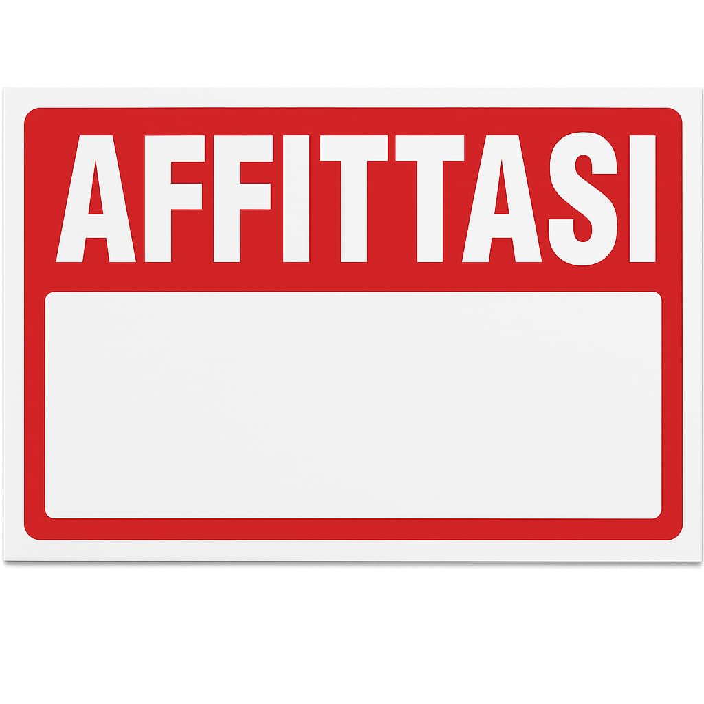 Cartello “AFFITTASI” Personalizzabile – PVC 3 mm – Formato 30x20 cm – Resistente UV e Impermeabile – Con Spazio per Dati di Contatto – LEMAG SRL