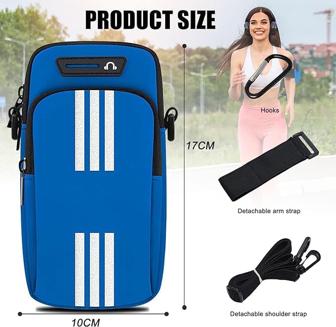 Miniatura 2 de Paquete de 2 soportes para teléfono para correr, brazaletes para teléfono celular, monederos pequeños para mujeres, bolsas cruzadas para niños y