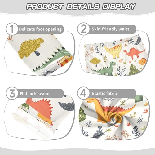Dino and Tree Girls Leggings,Workout Leggings for Girls Toddler Athletic Legging Size for 3-10T3