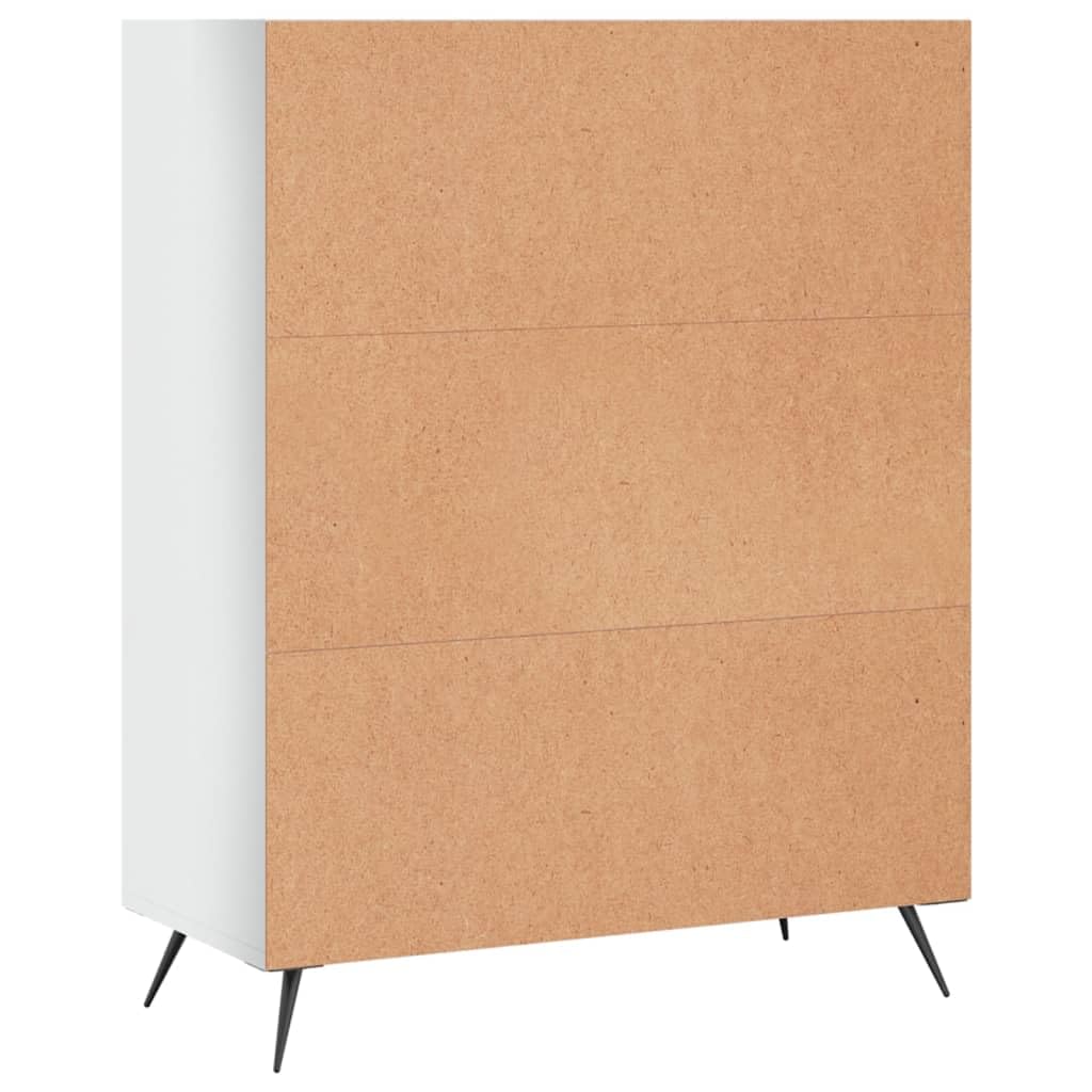 Libreria 3 Scomparti Bianco Lucido 69,5x32,5x90 cm | Scaffale autoportante moderno per soggiorno e studio con 3 vani a giorno, ripiano superiore e piedini in metallo.