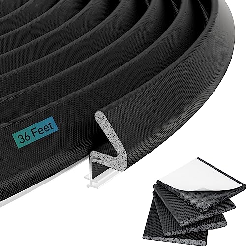 Fcsotsps Weather Stripping Door Seal -36 Ft V Shaped Foam Kerf Weatherstripping,Exterior Door Frame Weather Stripping With 4 Pcs Door Corner Seals, Card Slot Installation Seals Large Gap,Black #TOP2