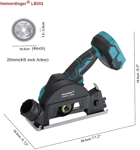 Miniatura 3 de Heimerdinger Mini sierra circular inalámbrica 2 en 1 de 4 pulgadas y amoladora angular - Motor sin escobillas, 3 velocidades, batería de 4000 mAh,