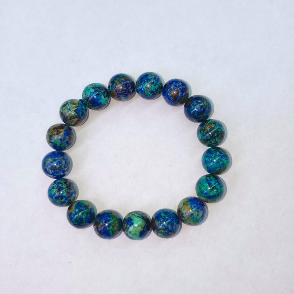 Natural Azurite Crystal Beaded Bracelet, Blue and Green Stone Jewelry, Round and Cylinder Bead Styles Suitable for Meditation, Yoga, Daily Wear - Image 3
