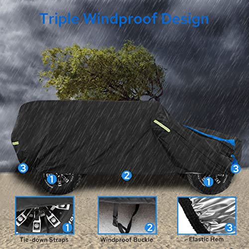 Image of Avecrew for Jeep Wrangler Cover Waterproof 2 Door, All Weather for Jeep Rain Cover for Automobiles, Outdoor Full Exterior for Jeep Covers Fits JK JL TJ YJ CJ