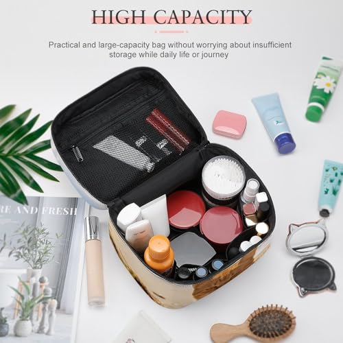 Bolsa de cosméticos portátil e impermeable con compartimentos grandes 4