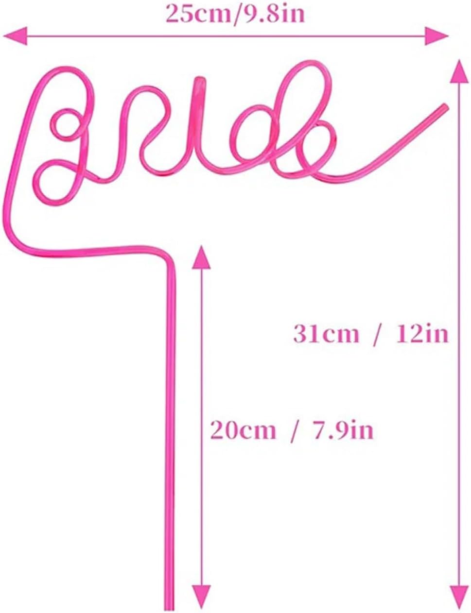 2PCS Reusable Bride Drinking Straws,Colored Bachelorette Party Straws for Wedding Engagement Bridal Shower(1 White Bride Straw and 1Pink bride Straws)