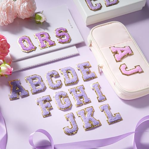 Jutom 104 Pcs Self Adhesive Chenille Iron on Letter Patches Letter Chenille Stick on Embroidered Patch for Clothing Jackets Backpacks Hats(Fashion,Purple) by Jutom - Image 7