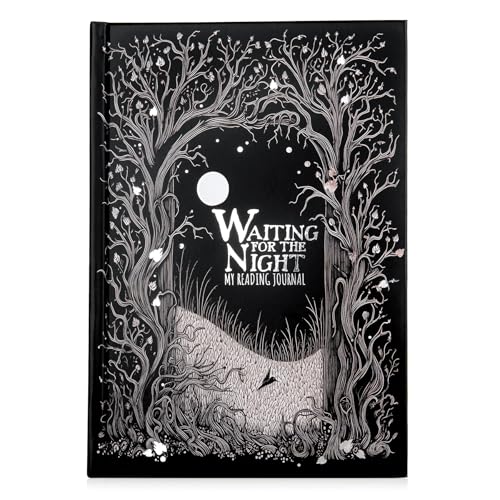 Conquest Journals Waiting for the Night Readers Journal, Gothic Inspired, Journaling for Reading, 150 Pages, 6'' x 8.5'', Lay-Flat Binding, 2 Ribbon Bookmarks & 1 Bookish Sticker Sheet, Gothcore Merch