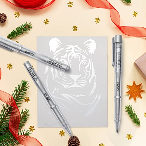 Qionew Silver Gel Pen Set, 3 Pack, 1Mm Extra Fine Point Pens Gel Ink Pens Opaque White Archival Ink Pens For Black Paper Drawing, Sketching, Illustration, Card Making, Bullet Journaling #TOP4