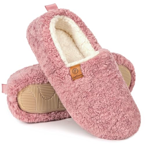 EverFoams Women’s Soft Curly Full Slippers Memory Foam Lightweight House