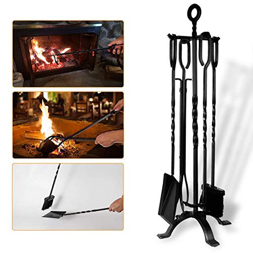 Amagabeli 5 Pieces Fireplace Tools Tool Set Bundle 17"X 7.5" Fireplace Bellows #TOP5