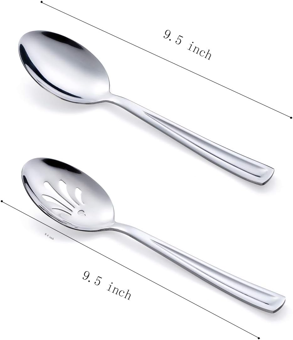 GoGeiLi Stainless Steel Large Silverware Serving Spoon Set