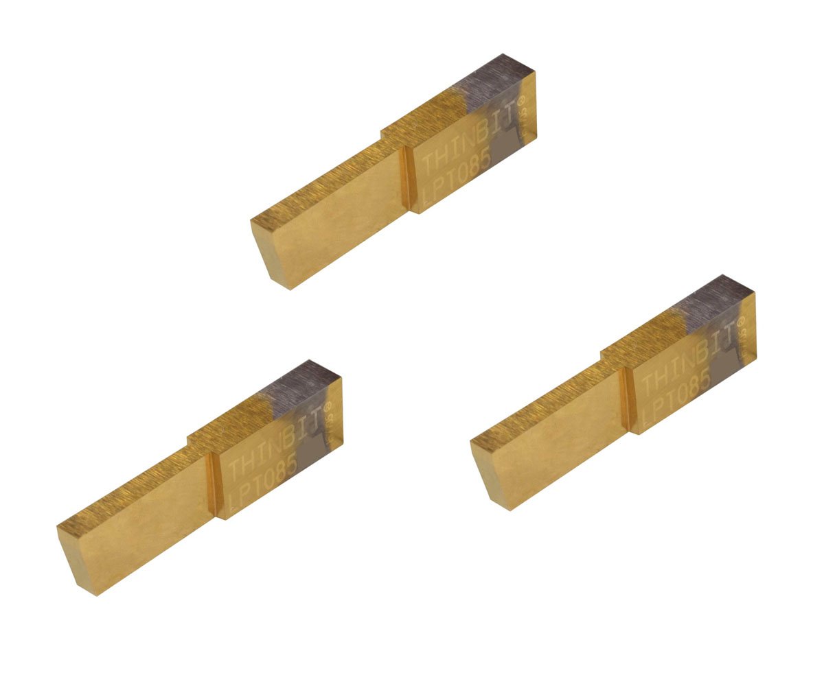 3 Pack LPT085D2C THINBIT LITTLEBIT 'L' Series Parting Insert, TiN Coated Carbide for Steel, cast Iron and Stainless Steel with Interrupted cuts