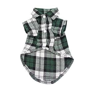 YAODHAOD Hond geruite shirt, huisdier mode geruite shirt huisdier hond kleding, kat geruite kleding shirt zacht en comfortabel (groen, XS)