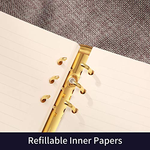 CAGIE Diary With Lock A6 Small Locking Diary Locking Journal for Adults PU Leather Binder 6 Rings Refill,Dragon,6.9in x 4in — view 5