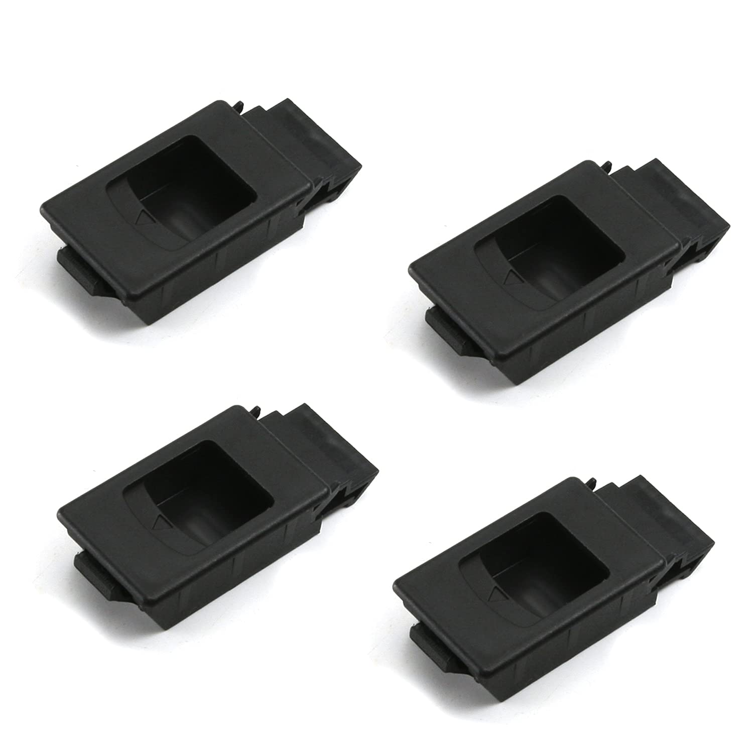 MroMax Plastic Slide Latch Window Door Inside Pull Rectangular 61mm Length Brushed Finish Black 15pcs