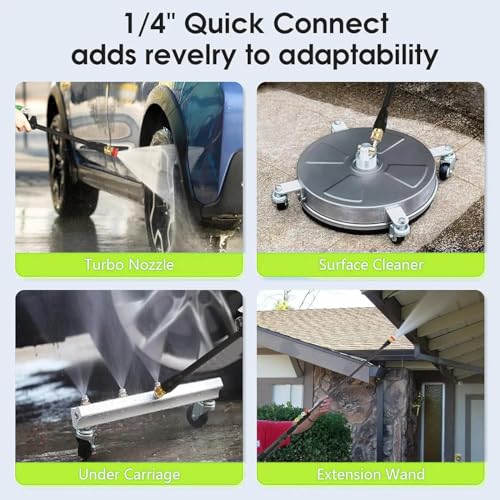 Image of Pressure Cleaner 5000PSI High Power Cleaners with 33ft Pressure Hose, 4 Nozzles and Foam Cannon, for Home, Cars, Fences, Patio (Light Green)
