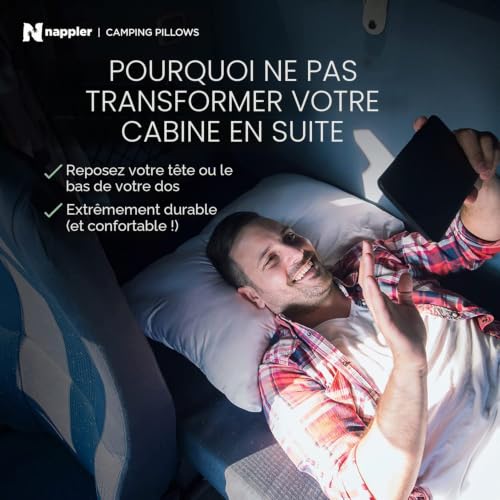 Nappler Petit Oreiller en Mousse à mémoire de Forme déchiquetée pour Voyage et Camping – Oreiller de lit Compressible à fermeté Moyenne, Soutien profilé, Housse Respirante, Lavable en Machine, idéal – vue 6