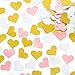 MOWO Glitter Heart Paper Confetti Wedding Party Decor and Table Decor, 1.2’’ in Diameter (glitter gold,pink,white mix,200pc)