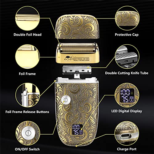 Saoilli Foil Shavers For Men,Electric Shavers For Men,Double Foil Head Shaver,Bald Head Shaver,Cordless Barber Shaver Beard Trimmer,Razor For Men,Waterproof 2 Speeds Barber Supplies Men’s Grooming Kit #TOP2