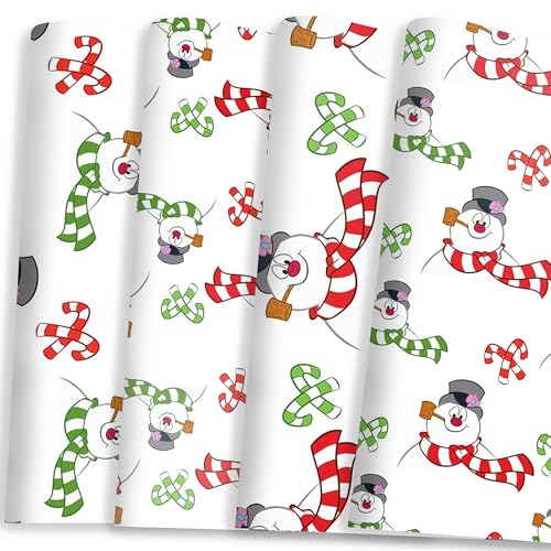 Frosty The Snowman Candy Cane Pattern Wrapping Paper - 12 Sheets - 20 x 30 - Festive Holiday Gift Wrap by Silver Buffalo