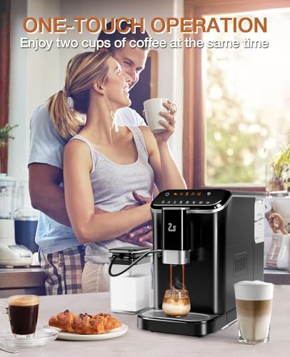 Image of Zstar Espresso Machine Fully Automatic with Milk Frother, Professional Espresso Maker with Grinder, Car Cleaning, One-Touch Operation, 1.5 L Water Tank for Latte, Cappuccino, Macchiato