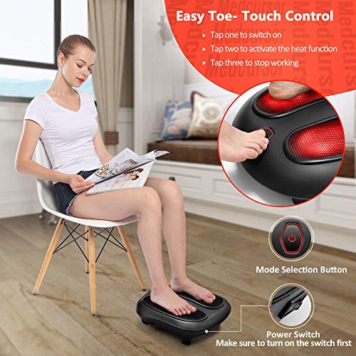 Medcursor Shiatsu Foot Massager With Built-In Soothing Heat Function, Electric Deep Kneading Foot Massage Machine, Muscle Pain Relief, Home And Office Use, Black (Renewed) #TOP2