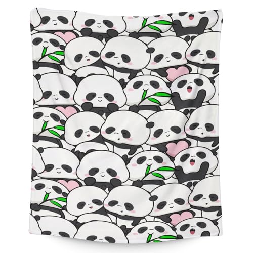 Mercuryelf Panda Throw Blanket - Soft, Fuzzy & Warm - 30x40 Inches Small Blankets for Lap, Crib - White Funny Throws Gift for Panda Lovers
