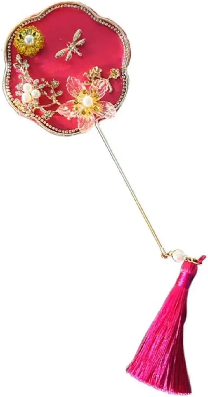 Mini Fan Tassels with Pendant Bridal Group Vintage Handheld Silk Wedding