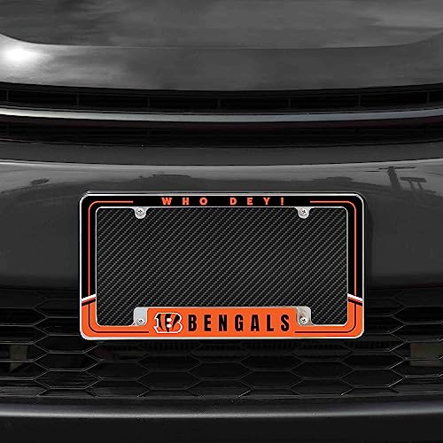 Marco de matrícula de Cincinnati Bengals bicolor cromado de 12x6 para coche 2