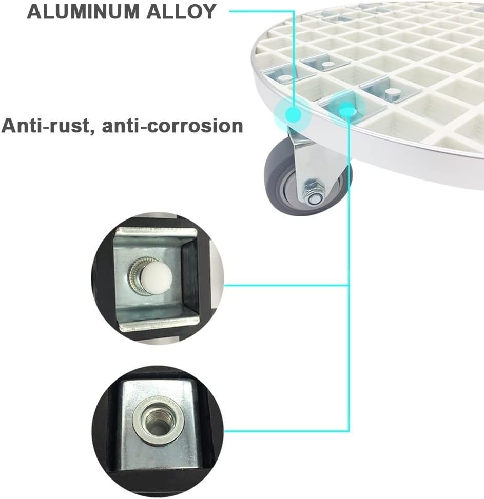Plant Caddy with Wheels, Lattice Plant Stand Dolly W/Lockable Caster Wheels Outdoor Indoor,(White)