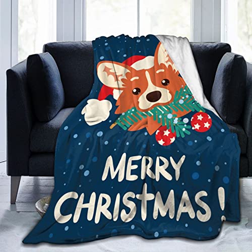 Merry Christmas Corgis Coperta in morbida flanella calda accogliente lusso autunno inverno biancheria da letto coperte per adulti bambini compleanno Natale Capodanno madri coperta animale carino 203 x