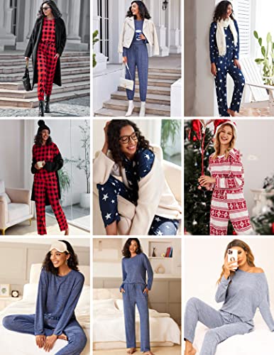 Ekouaer Plus Size Sleepwear Women's O Neck Pajama Set Cozy Top And Long Pants Set Winter Warm Night Wear (Cherry Red,Xl) #TOP5